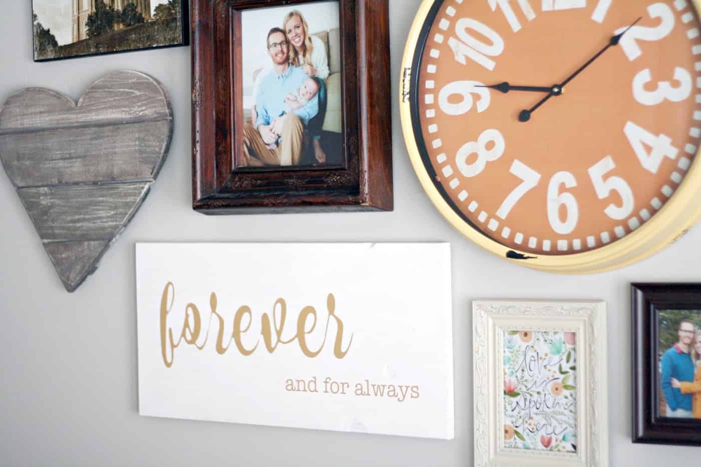Add this easy "forever and always" wall art decor piece to an existing gallery wall - it's simple yet makes a big statement! Customize in any color.