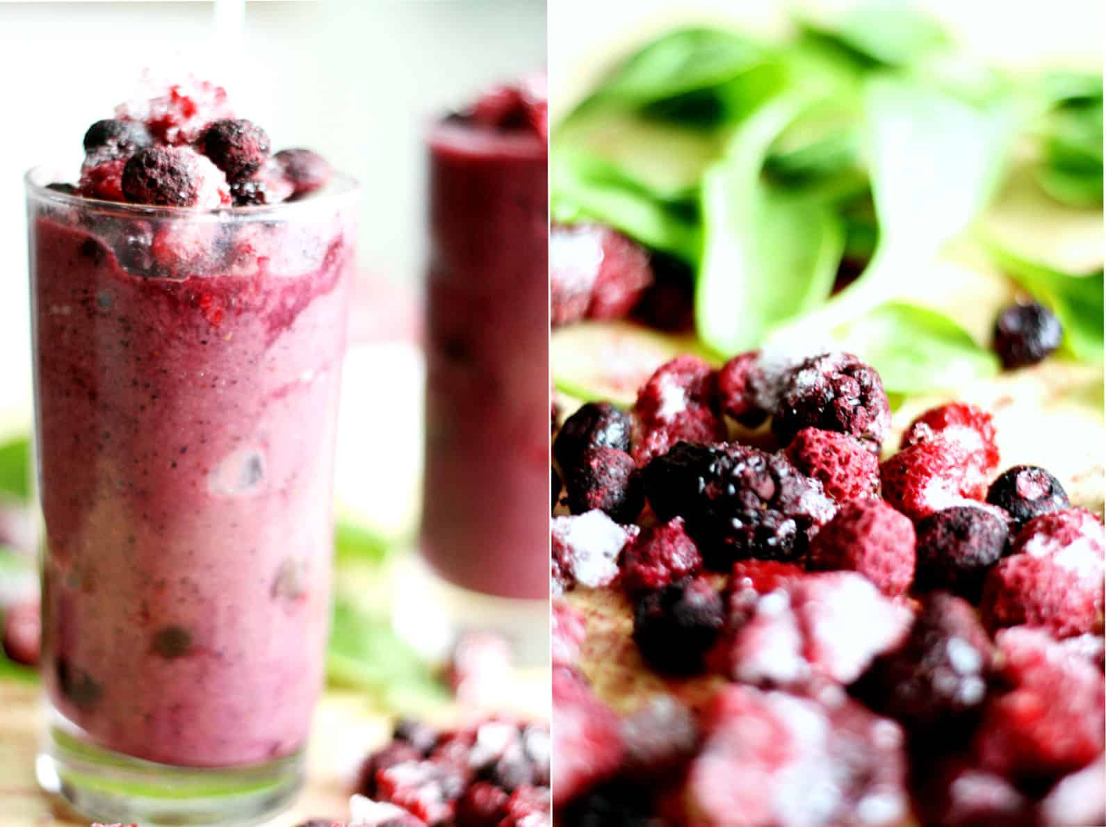 Get back on track with this spinach and berry smoothie! This smoothie recipe is packed with antioxidants and nutrients, plus it is straight-up delish.