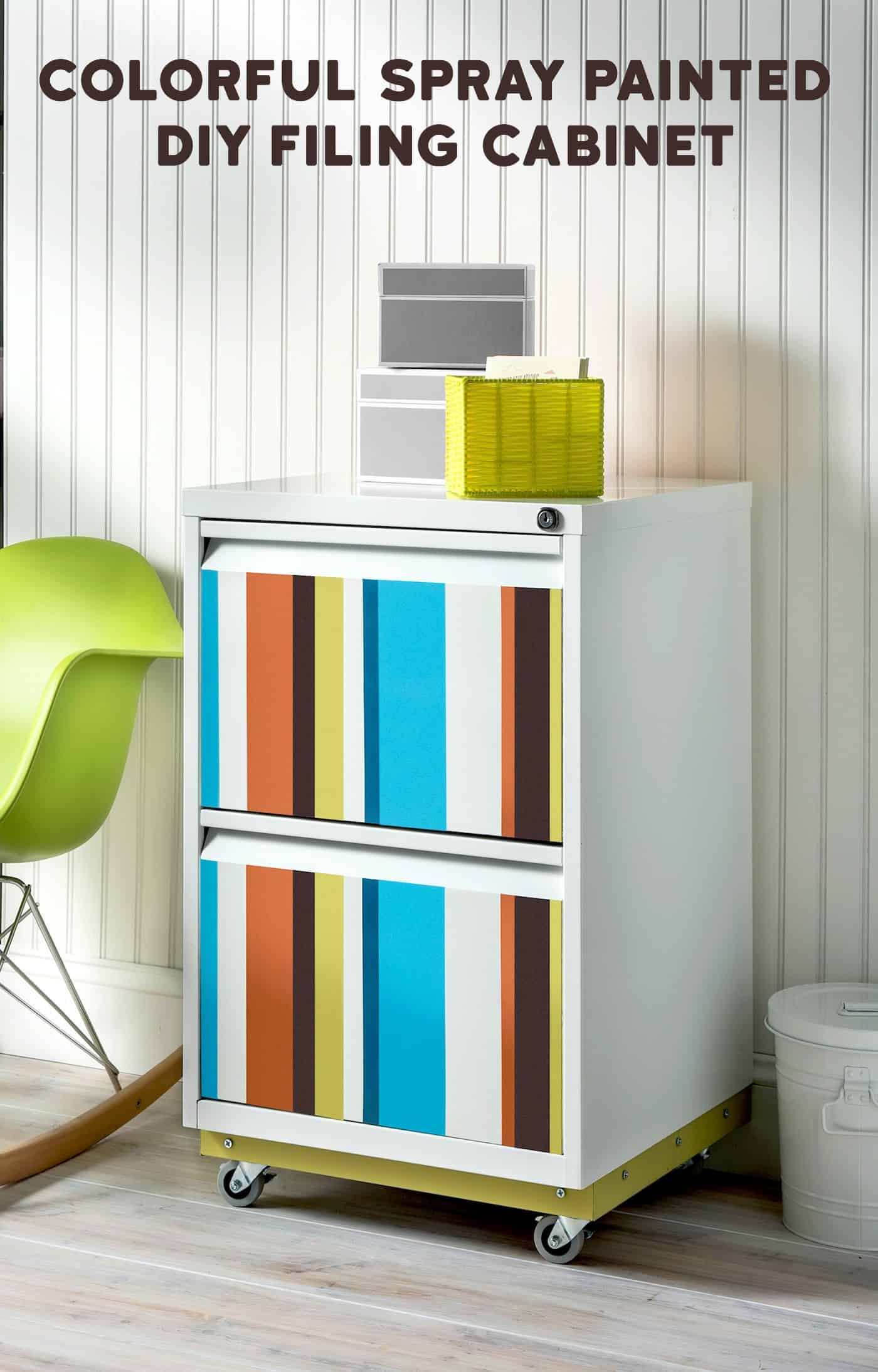 In this easy DIY file cabinet revamp, we took a thrift store find and made it over with existing spray paint. The whole project cost less than $10! If you want to add wheels - I'll show you how to do that too. Click through to see!