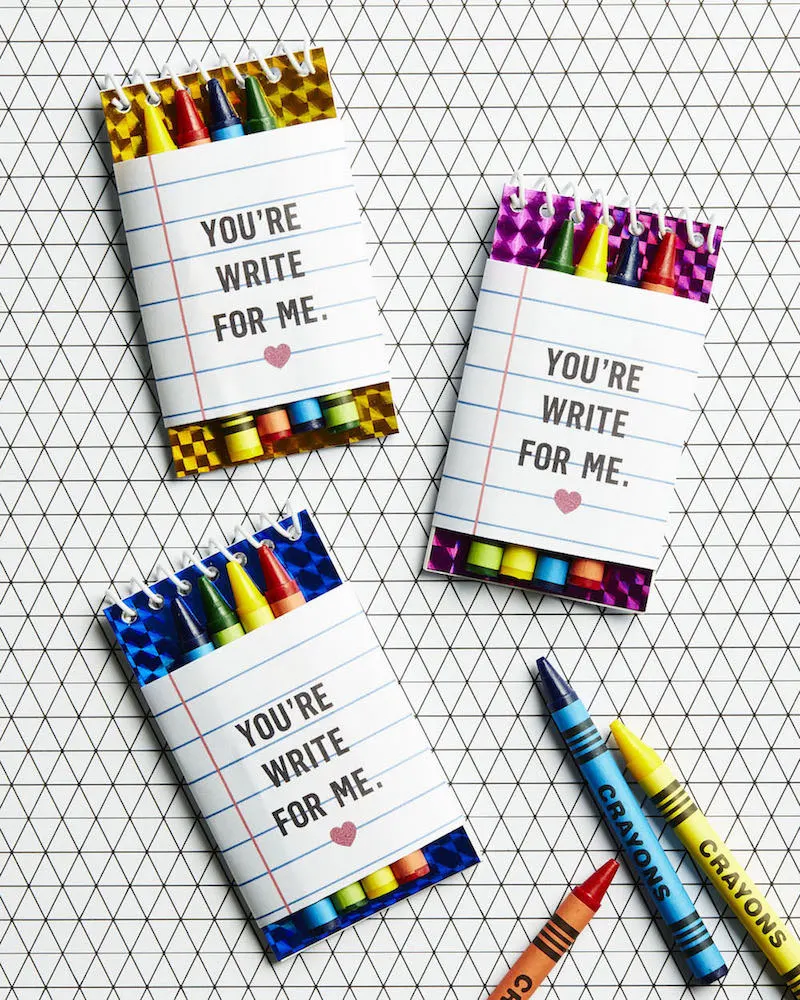 Crayons and Note Pads for Valentine's Day