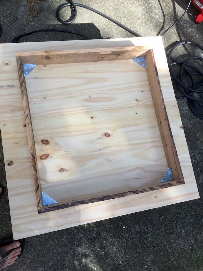 Base of the table attached to the plywood