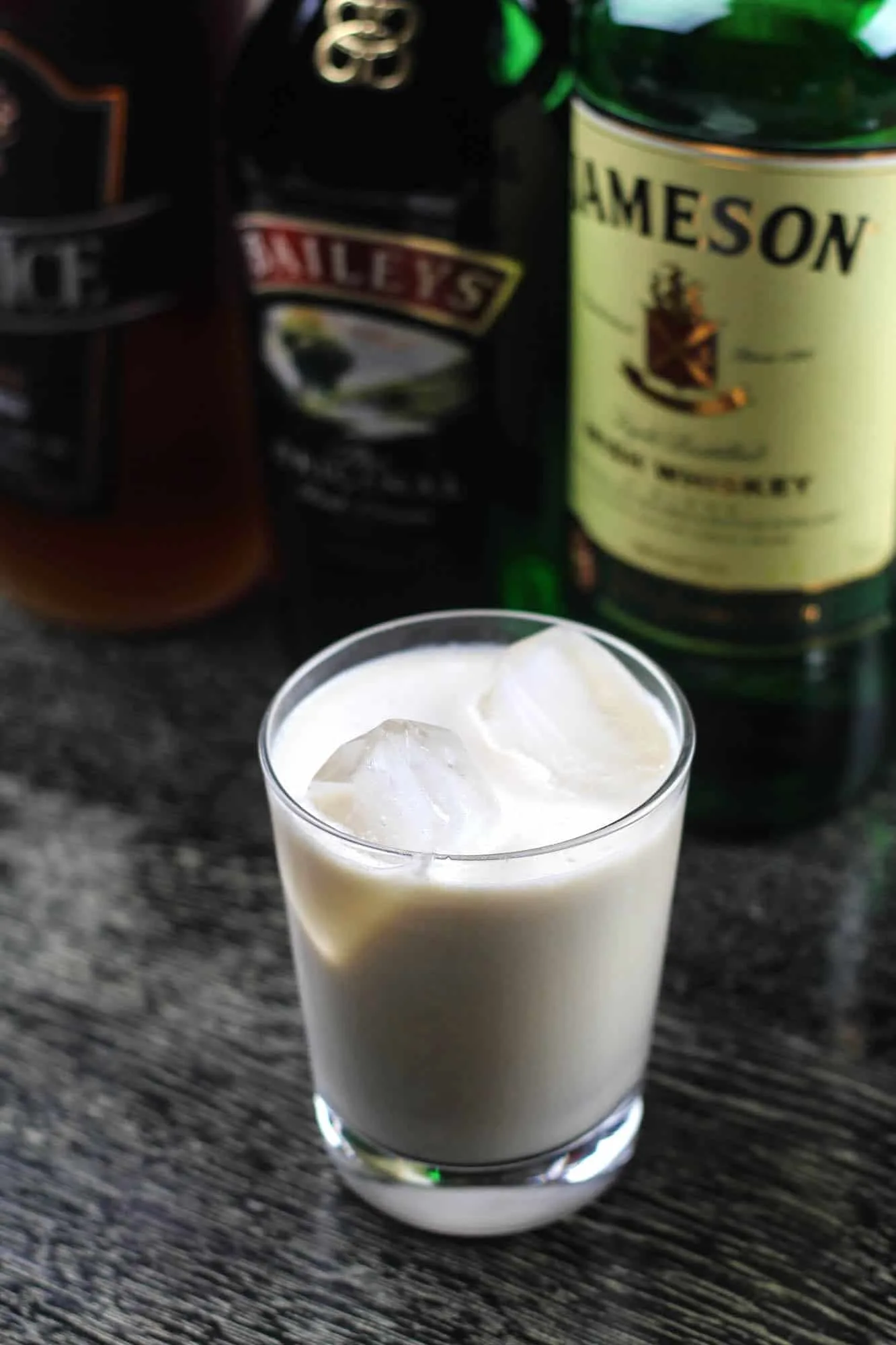 White leprechaun in a glass - white Russian cocktail with whiskey instead of vodka