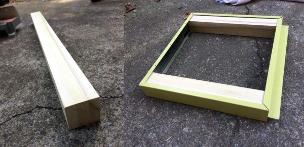 Wood support cut to fit inside the base frame