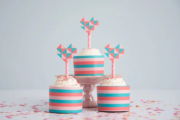 Valentine's Day modern cupcake toppers free printable