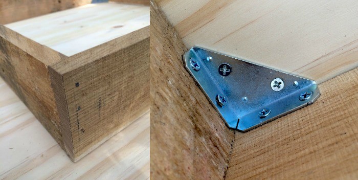 Pallet wood forming the brace with braces in the corners