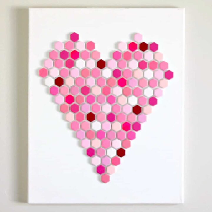 Heart Wall Art Made with Hexagon Tiles - DIY Candy