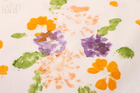 Printed colorful flowers on a tote