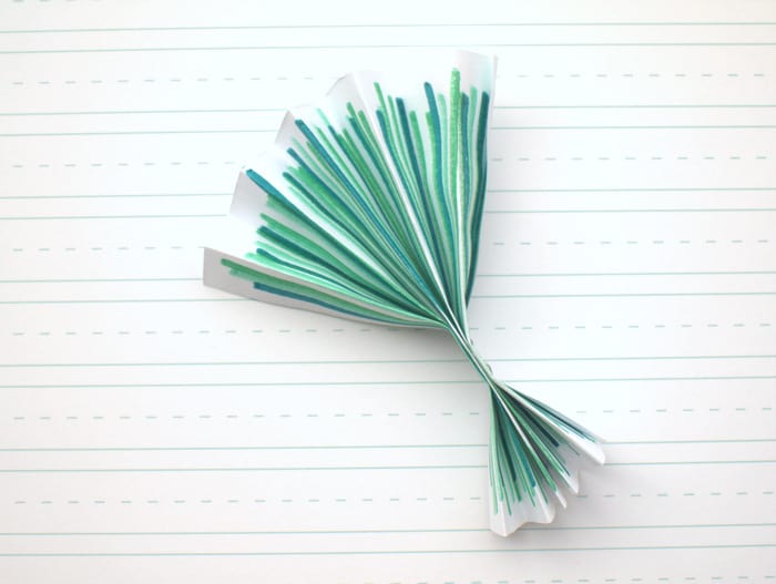 Paper folded into a fan