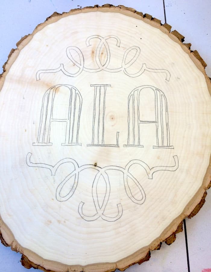 Design transferred to a wood plaque