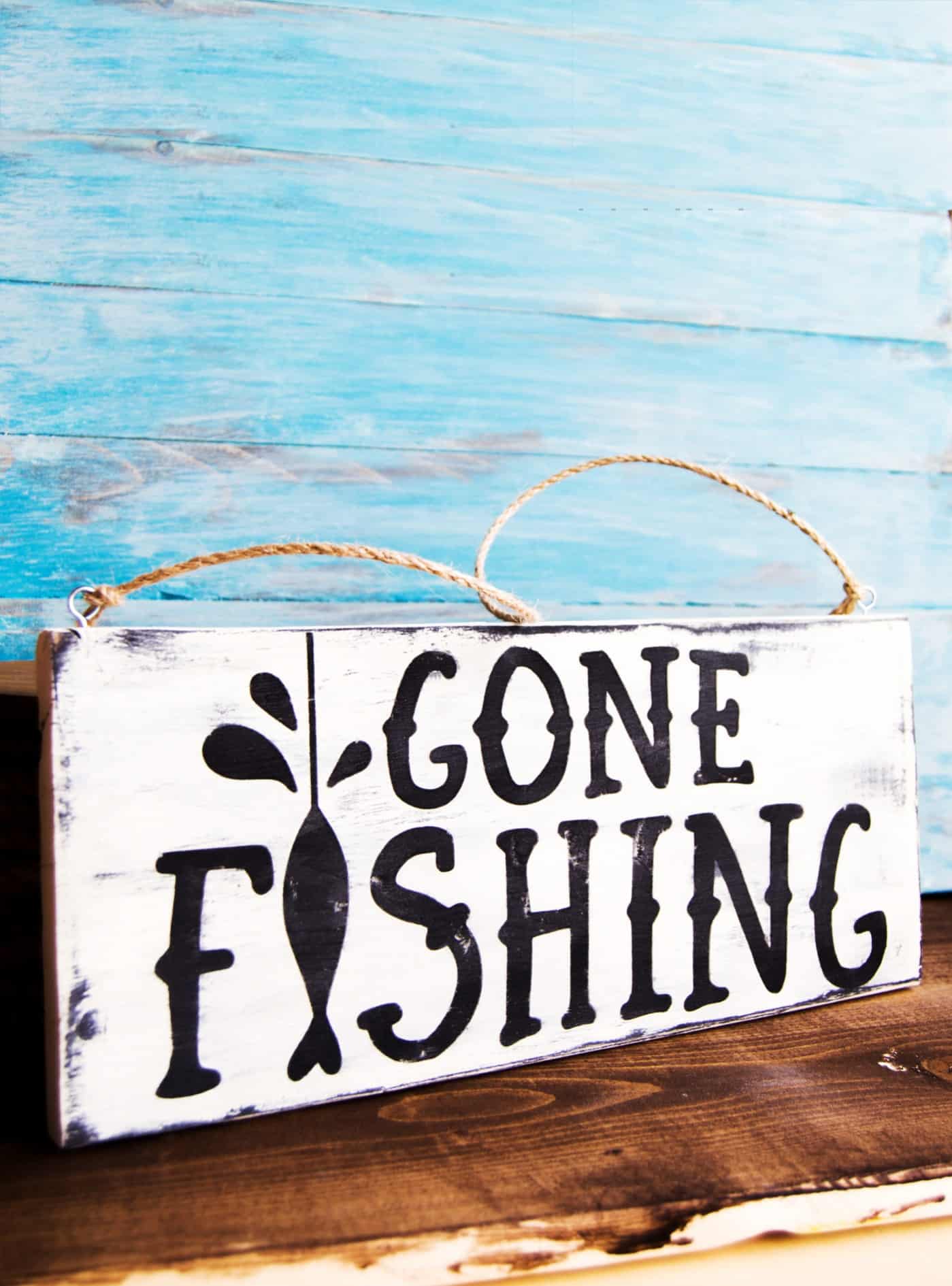 Gone Fishing Wood Sign made with a Silhouette