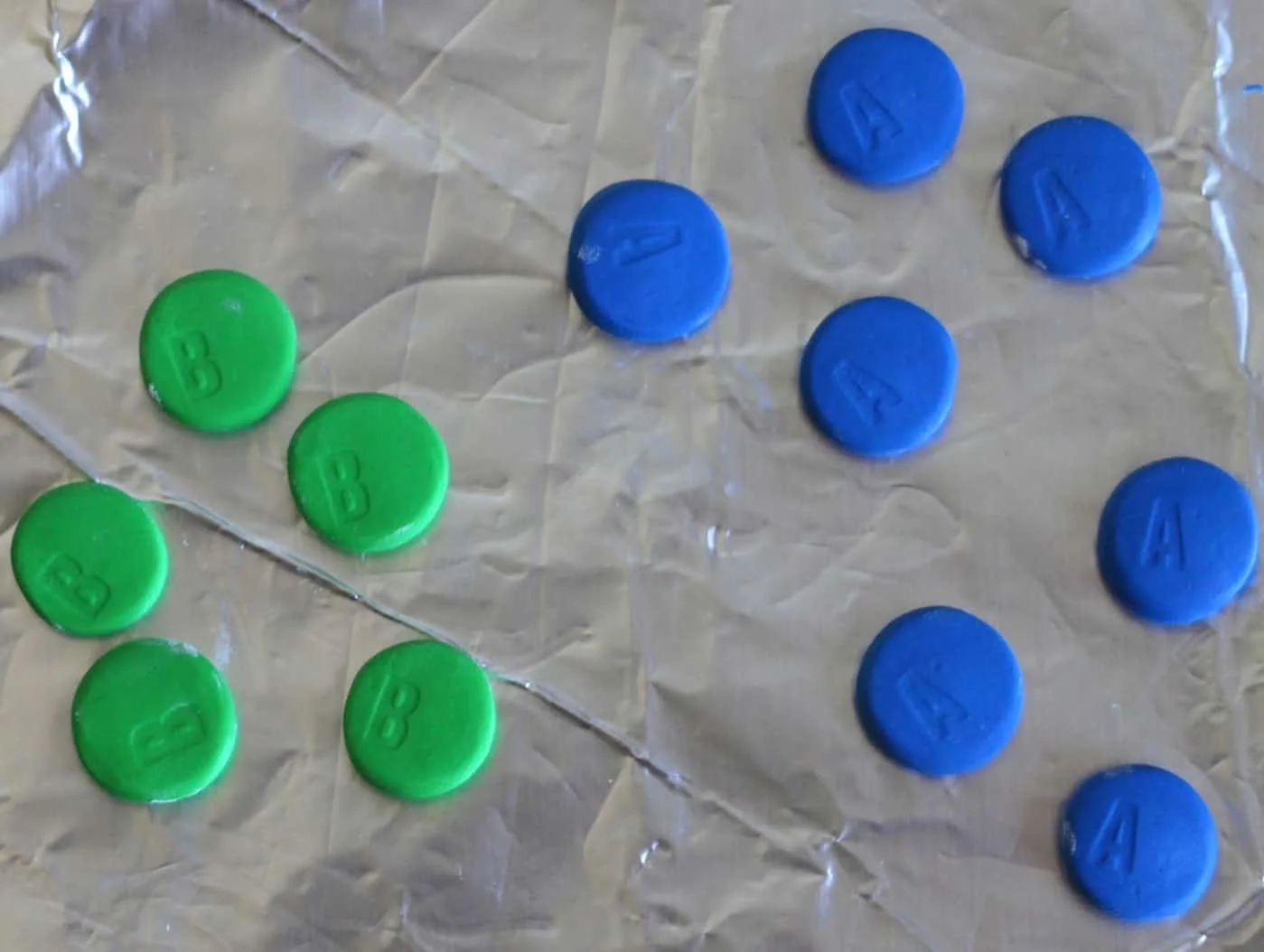 Clay baked to look like Nintendo 64 controller buttons
