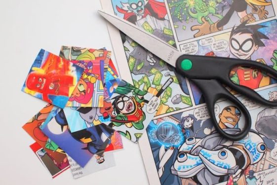 Comic book pages cut into squares