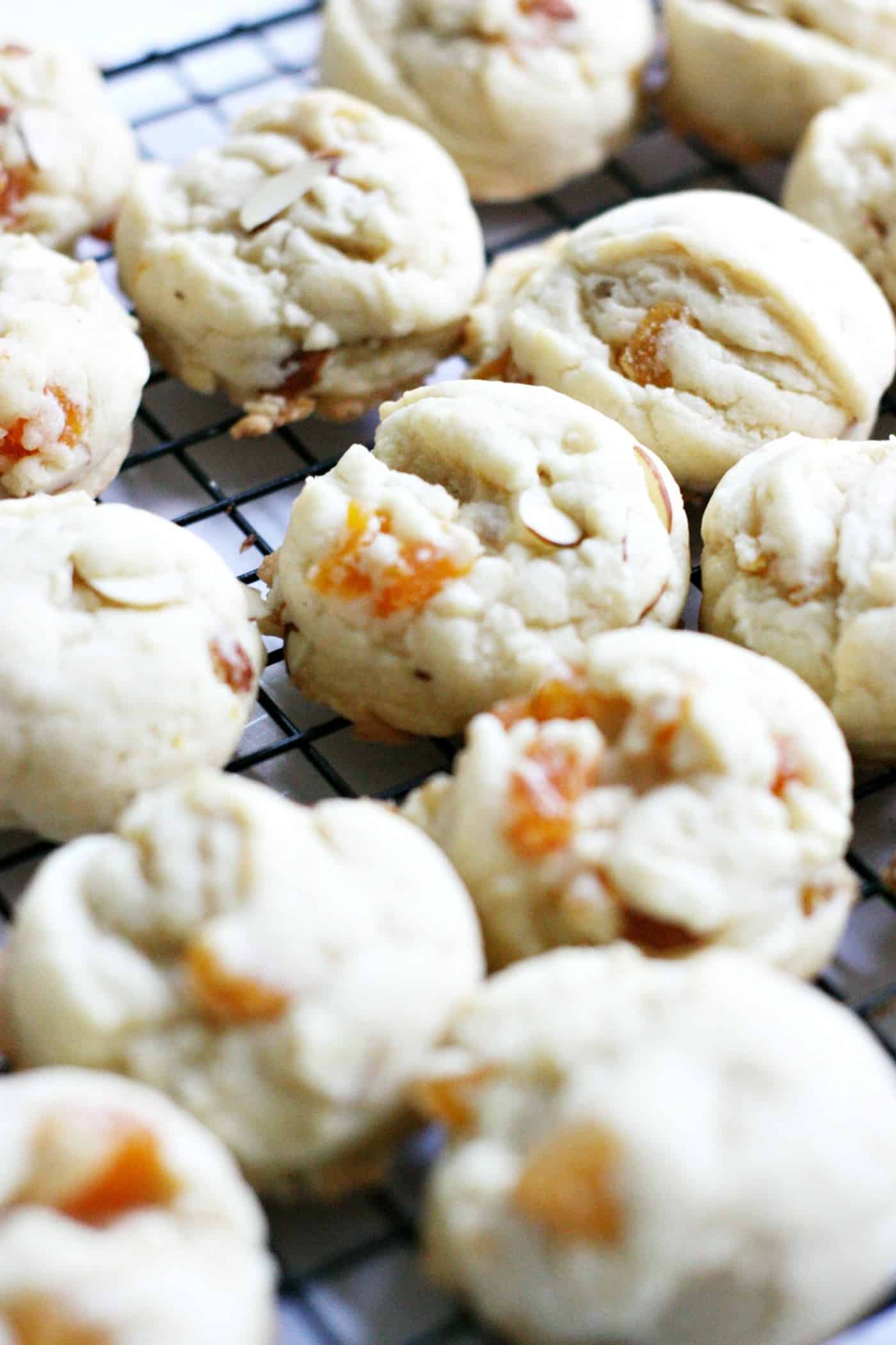 cookies cooling on a wire rack