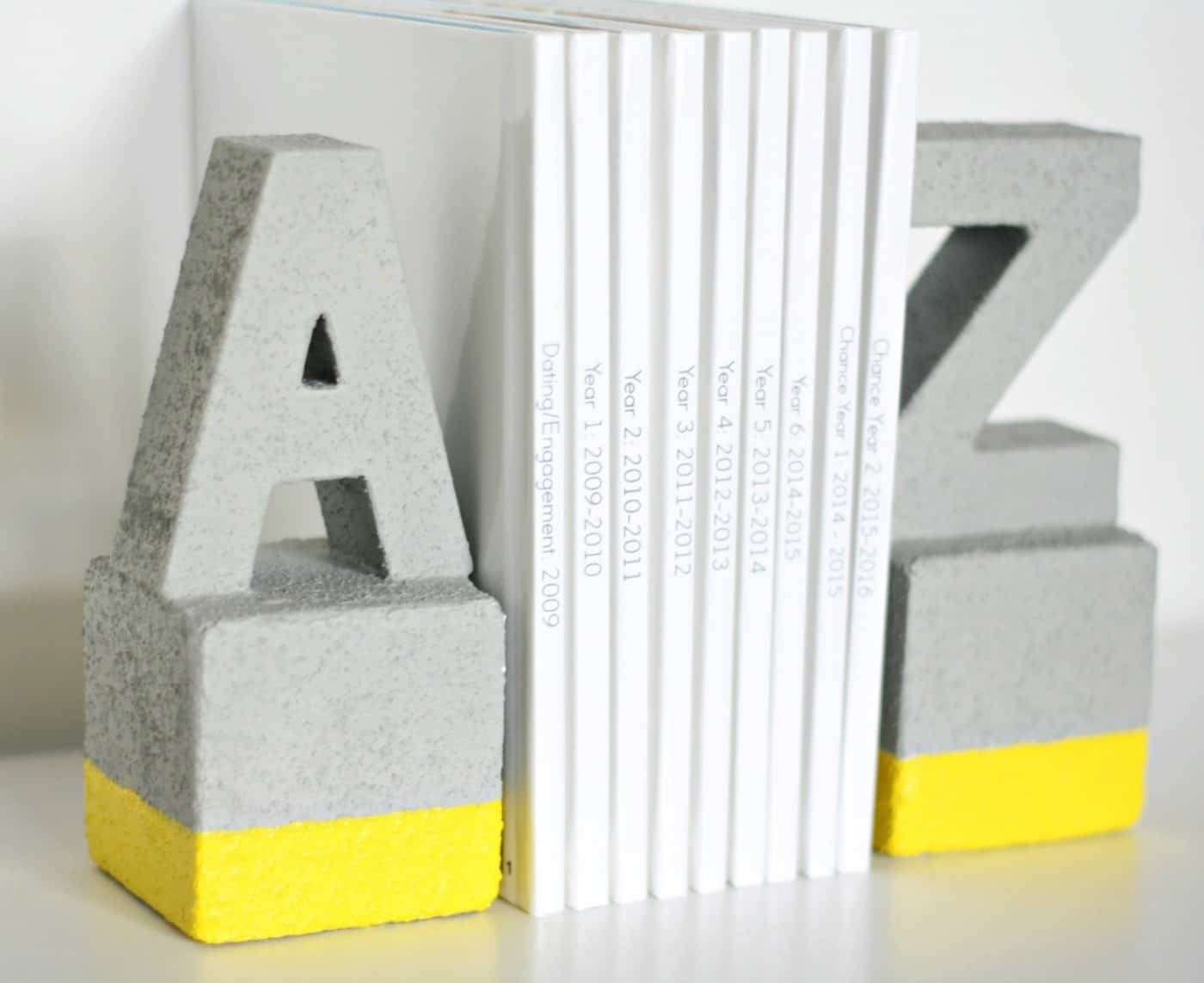 Use this fun tutorial with FolkArt Painted Finishes, FloraCraft foam, and Smooth Finish to create these awesome faux cement DIY book ends!