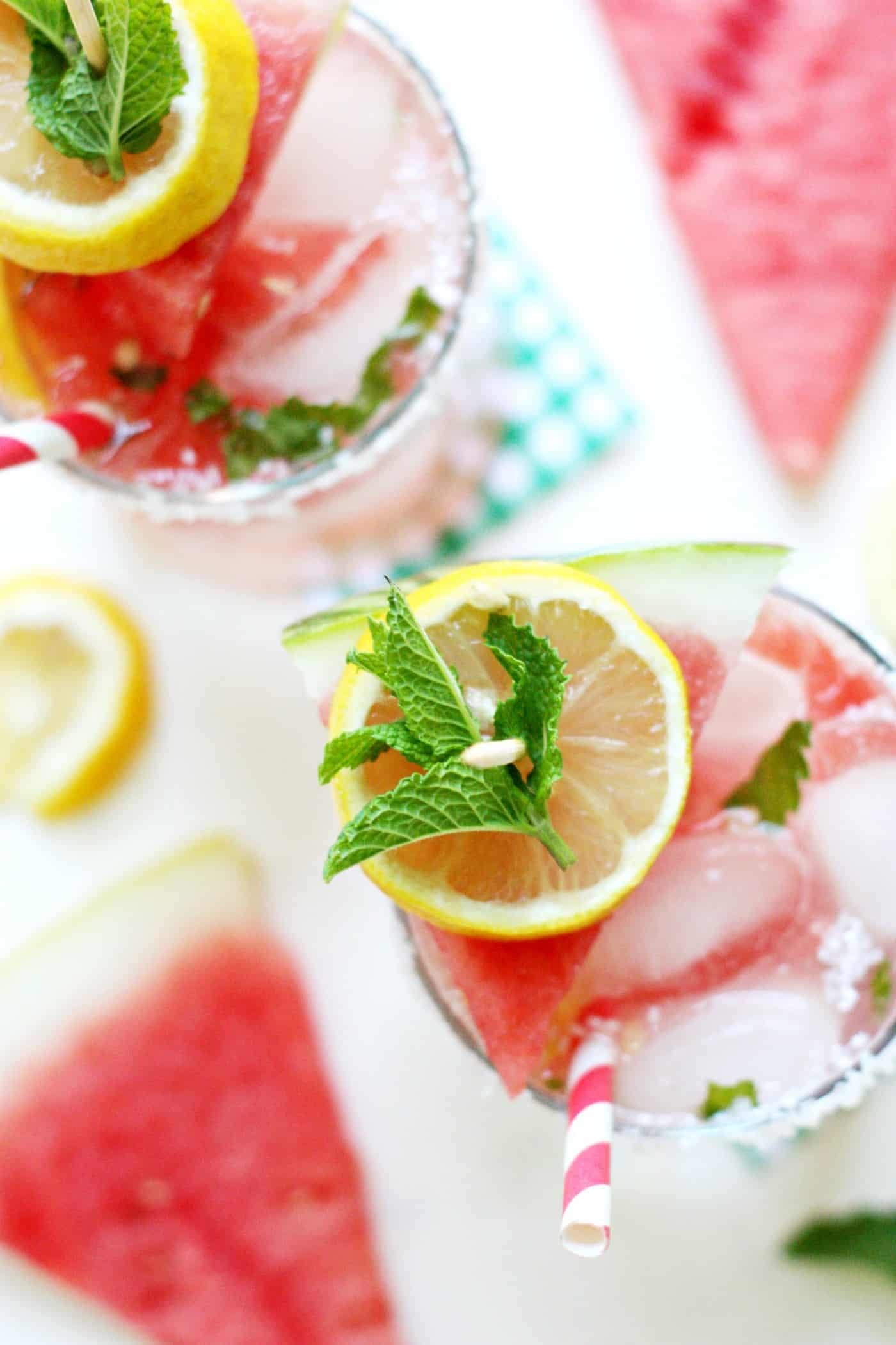 This homemade lemonade recipe combines some of the most delicious flavors of summer: sweet watermelon, tart lemon, and the cool flavor of mint!