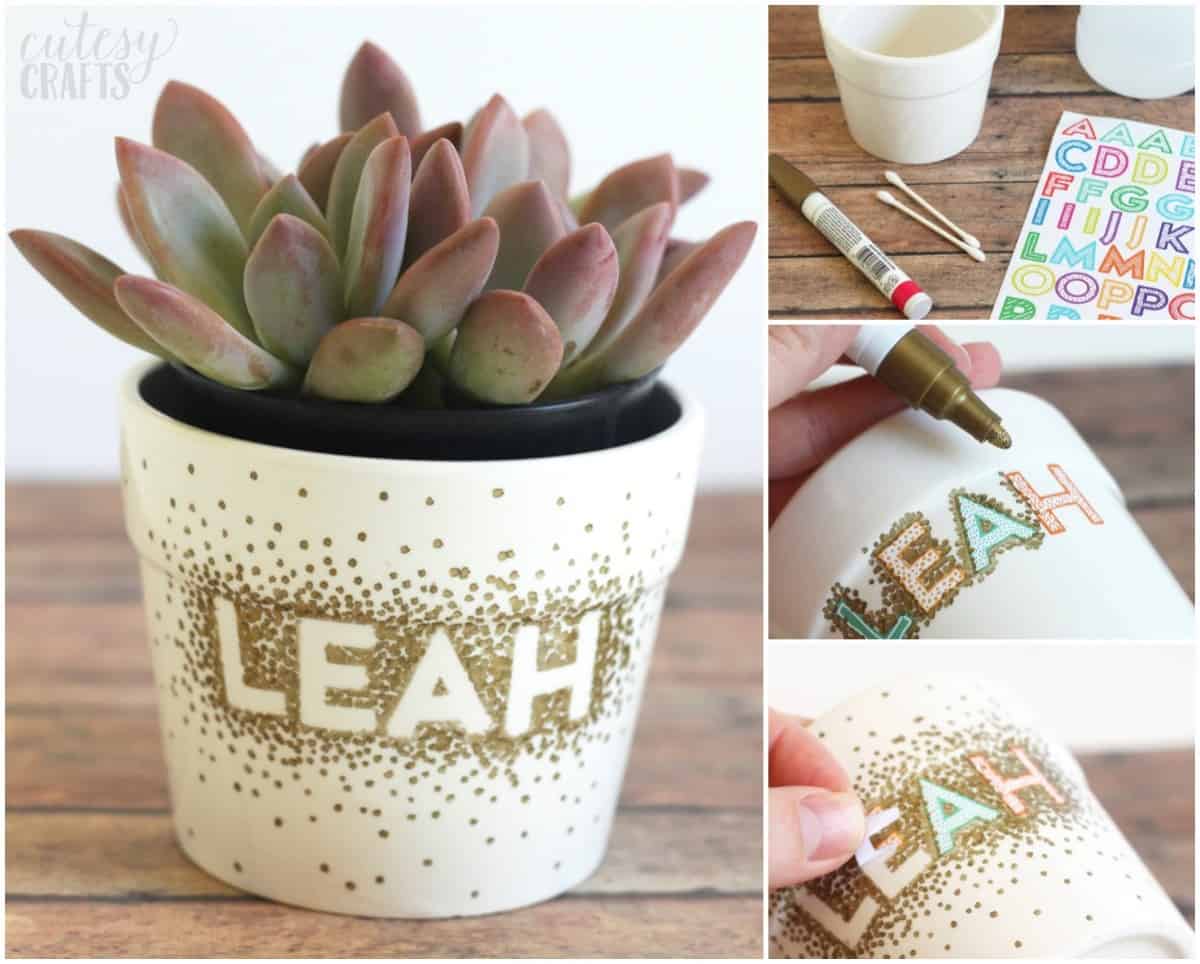 Sharpie DIY Dot Flower Pot Craft - diycandy.com