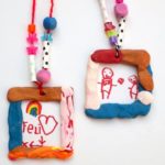 These portrait necklaces are one of those crafts for kids that the whole family will love making! Pick your favorite colors of clay, beads, and yarn