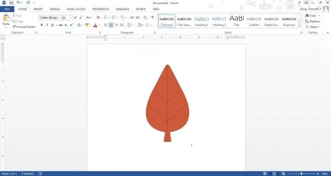 Leaf image in Microsoft Word