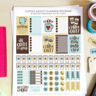 Grab some free printable planner stickers with a coffee theme! Perfect for Happy Planner, Day Designer, bullet journal, and more.