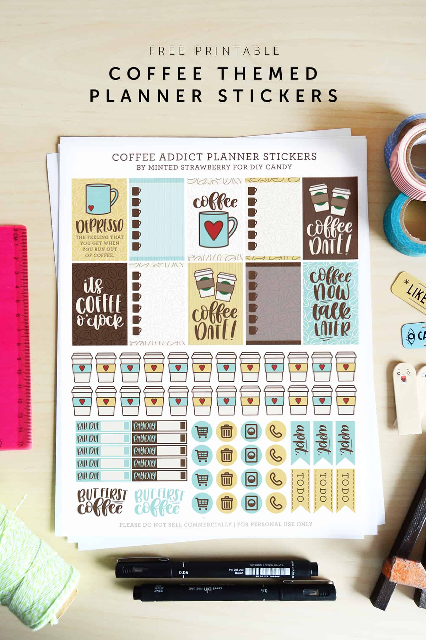 Free Printable Coffee Stickers For Your Planner Diy Candy