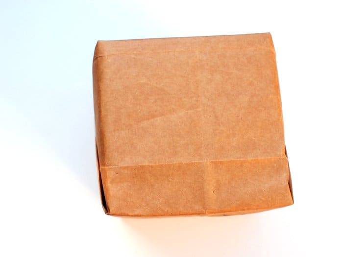 Gift wrapped with a brown paper bag