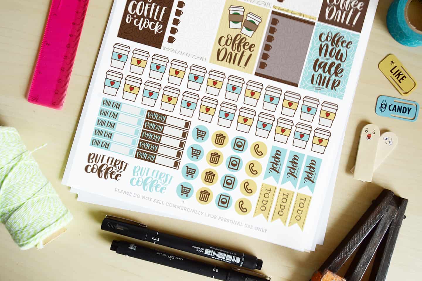 Free Printable Coffee Stickers For Your Planner Diy Candy