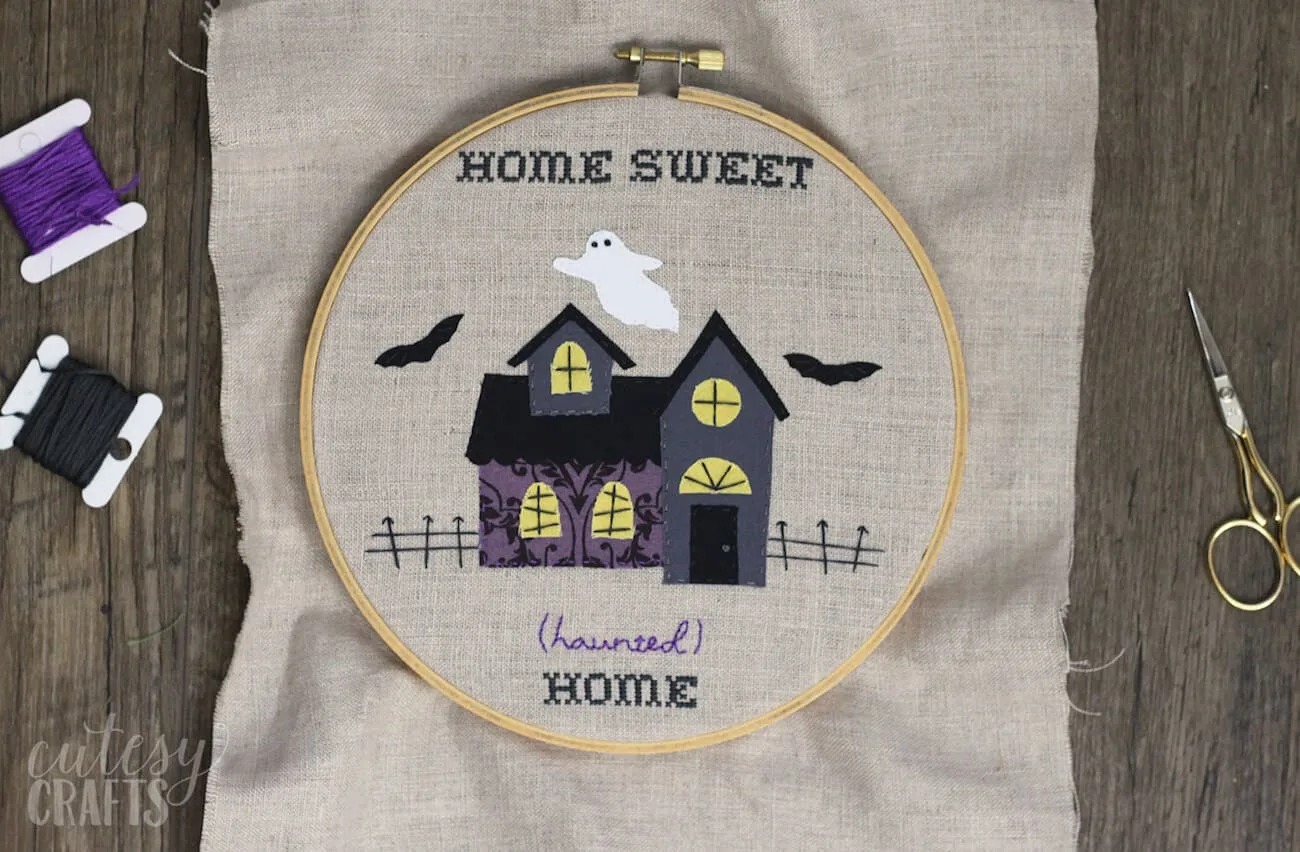 haunted house embroidery design
