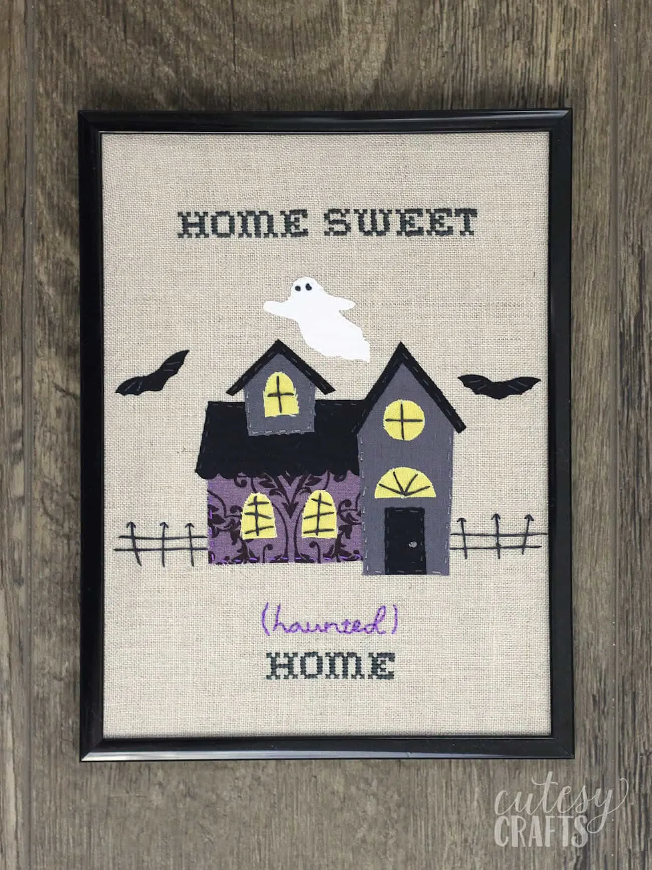 home sweet home Halloween embroidery pattern free