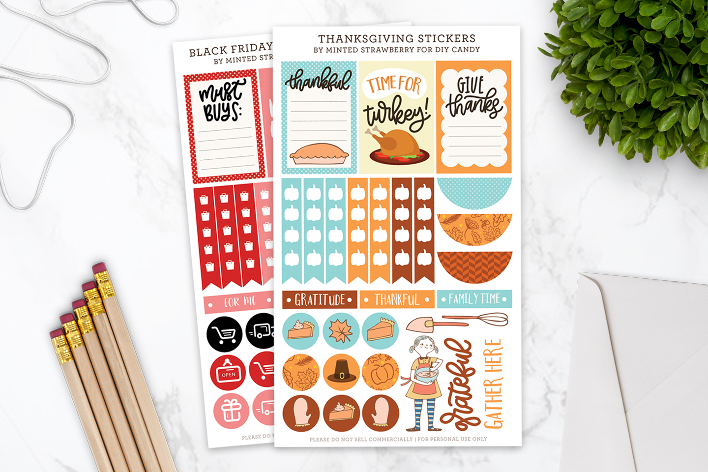 Do you love free planner stickers? Grab yours for Thanksgiving and Black Friday here! They work perfectly with the Happy Planner and many others as well.