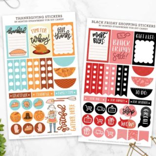Do you love free planner stickers? Grab yours for Thanksgiving and Black Friday here! They work perfectly with the Happy Planner and many others as well.