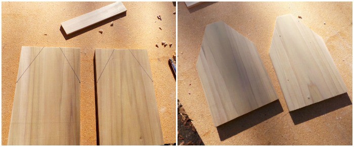 Cutting the angles on two pieces of wood