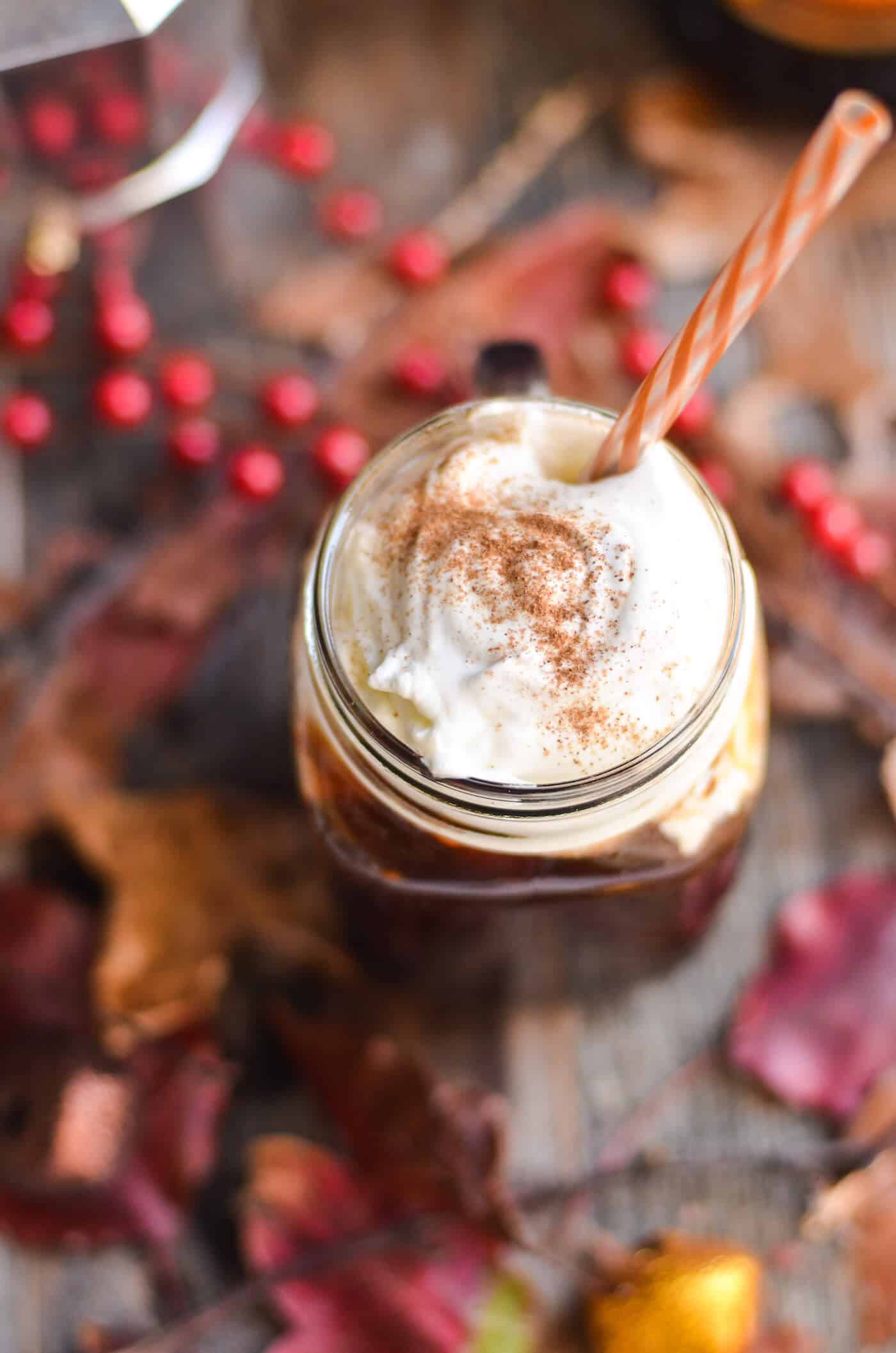 If you love drinks with Kahlua that are perfect for fall, this pumpkin pie spice cocktail is for you! Don't forget to add the whipped cream.