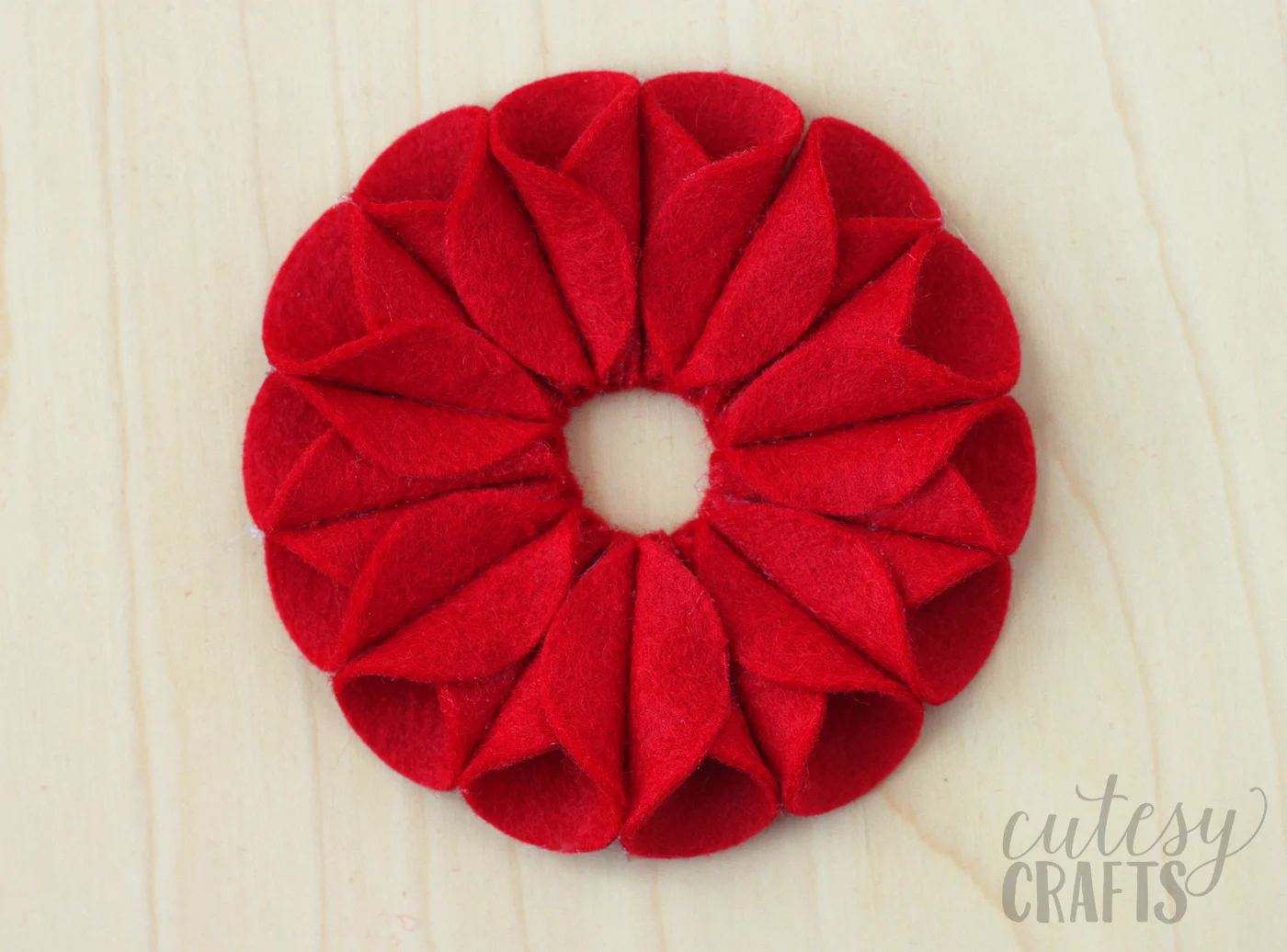 Felt pairs glued together to form a ring