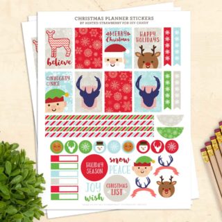 These FREE printable planner stickers for Christmas are so cute! These stickers fit the Happy Planner and similar sized planners.