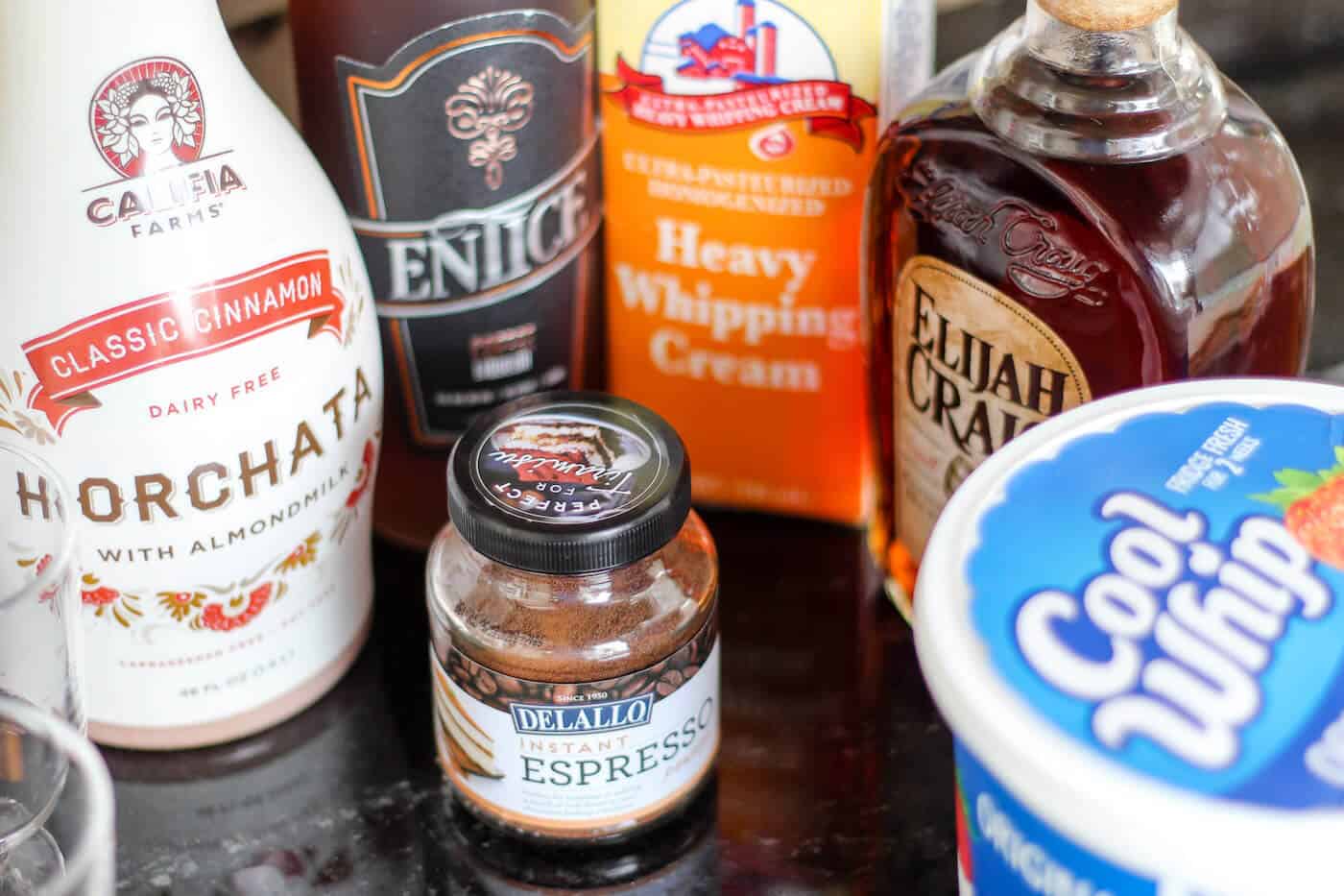 Califia Farms Horchata, heavy whipping cream, Elijah Craven bourbon, spices, and cool whip