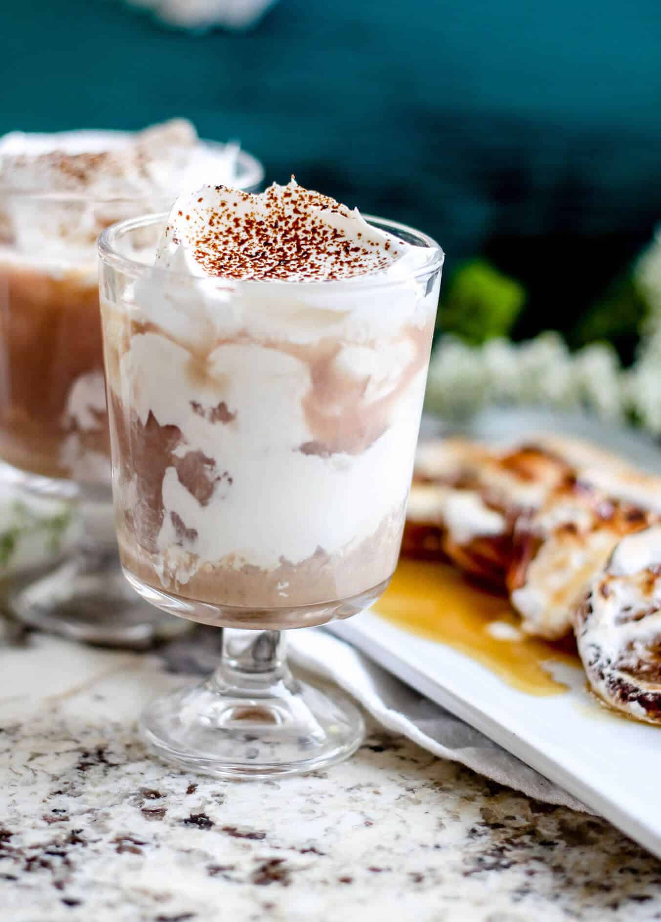 Chocolate Horchata Drink with Bourbon and Cream