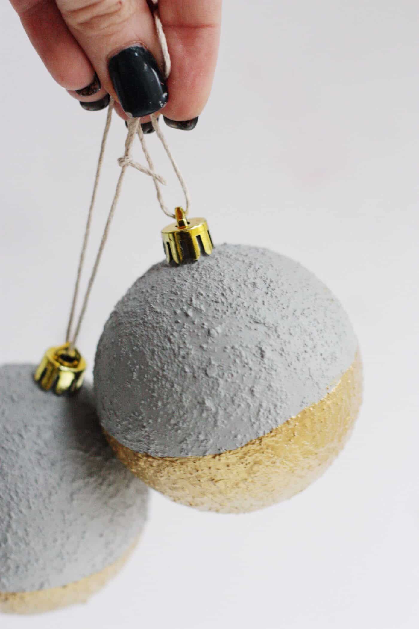 Gold-Dipped Faux Concrete Ornaments - DIY Candy