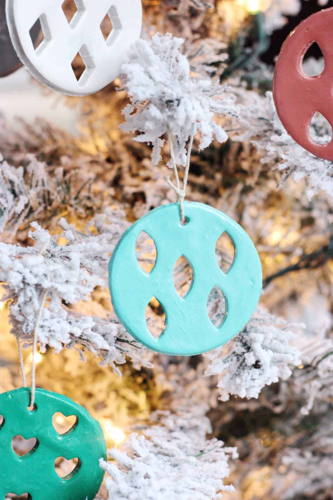 DIY clay ornaments for Christmas on a tree