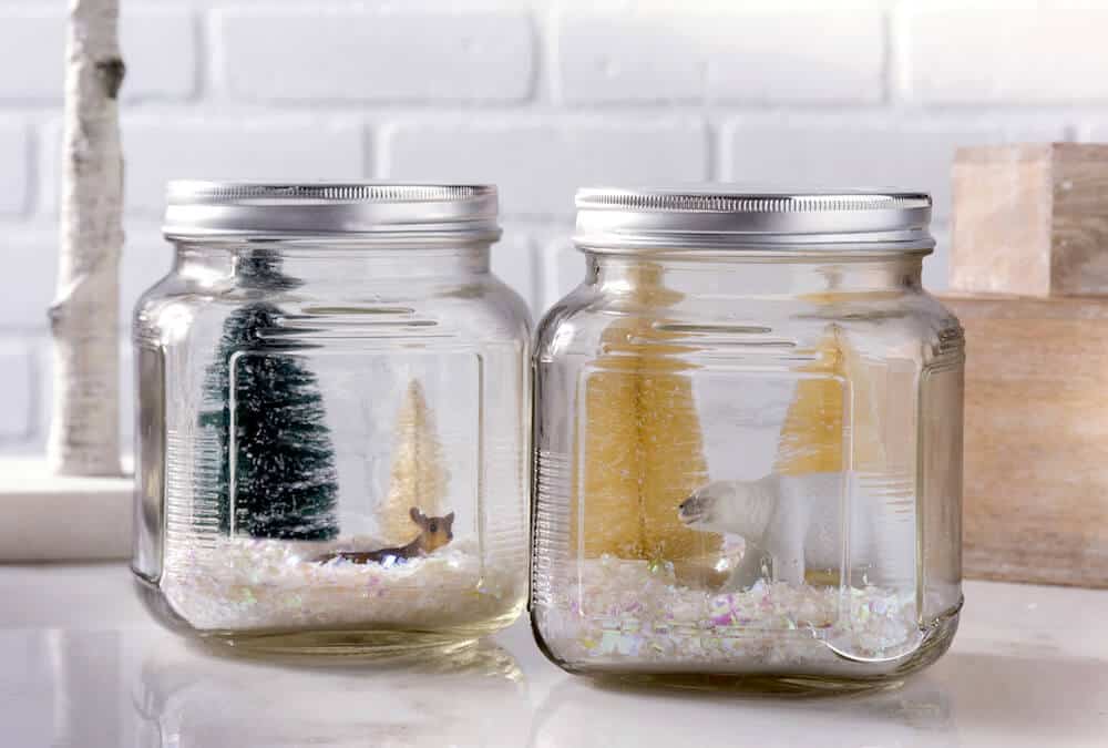 Are you looking for winter wonderland decorations? These jars are so easy to put together with a few simple supplies! Great for mantel decor.
