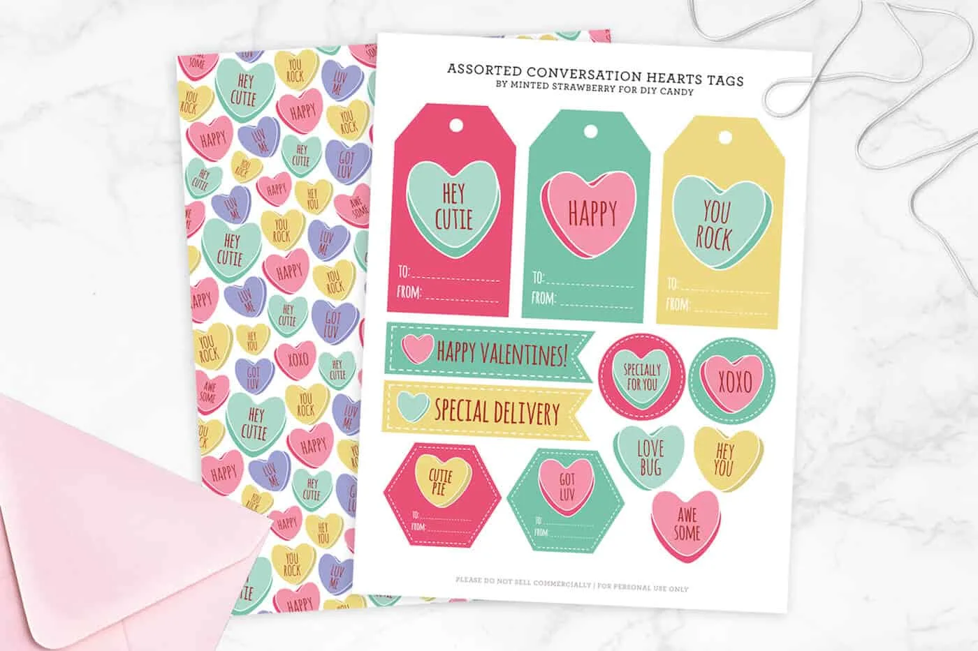 Valentine Hearts Printable Gift Wrapping Paper or Book Cover PDF, 24 x 36  inches - P002