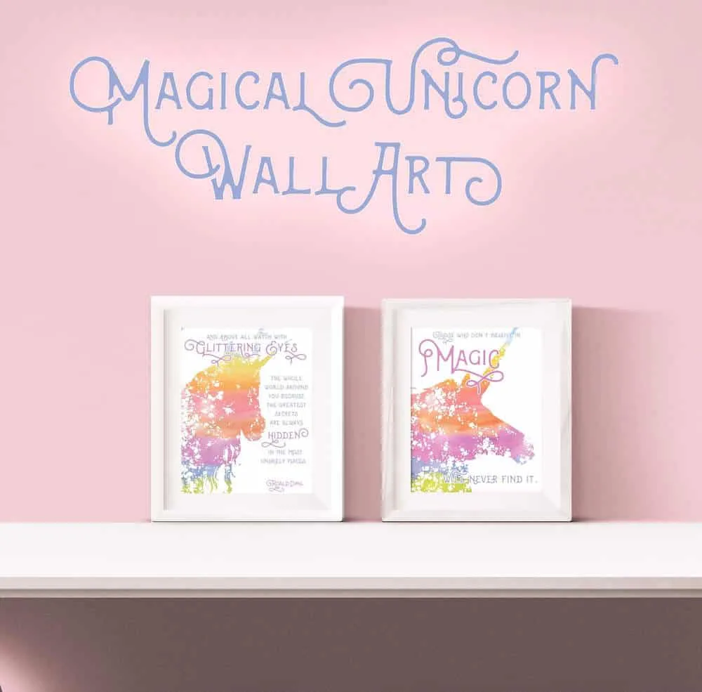 free printable unicorn wall art for a magical room diy candy