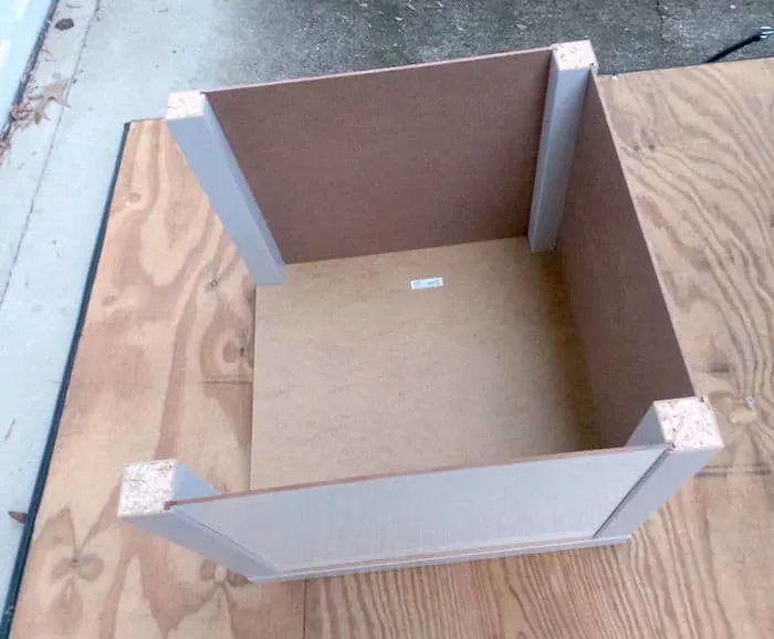 DIY end table - sliding in the dry erase panels