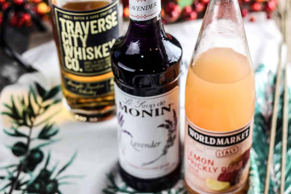 Traverse City Whiskey, Monin lavender syrup, prickly pear juice