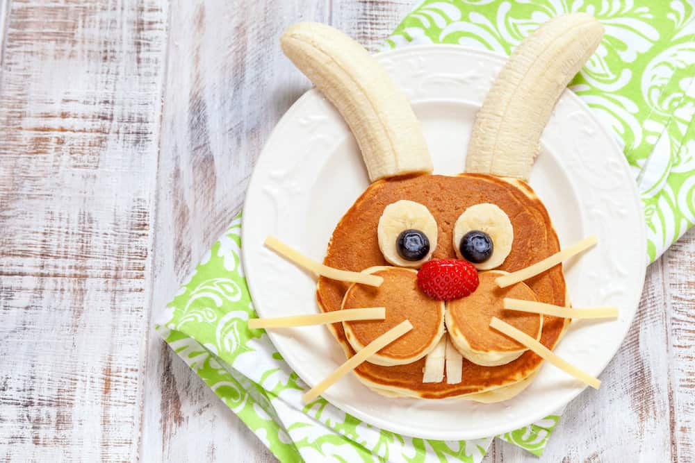 Make your kids' holiday morning special with these Easter bunny pancakes. These are easy to make - you don't need to be a chef to do them!