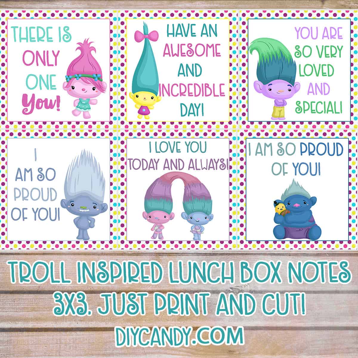 These Trolls printables lunchbox notes are inspired by the Dreamworks movie. Grab the free printable here and put a smile on your child's face!