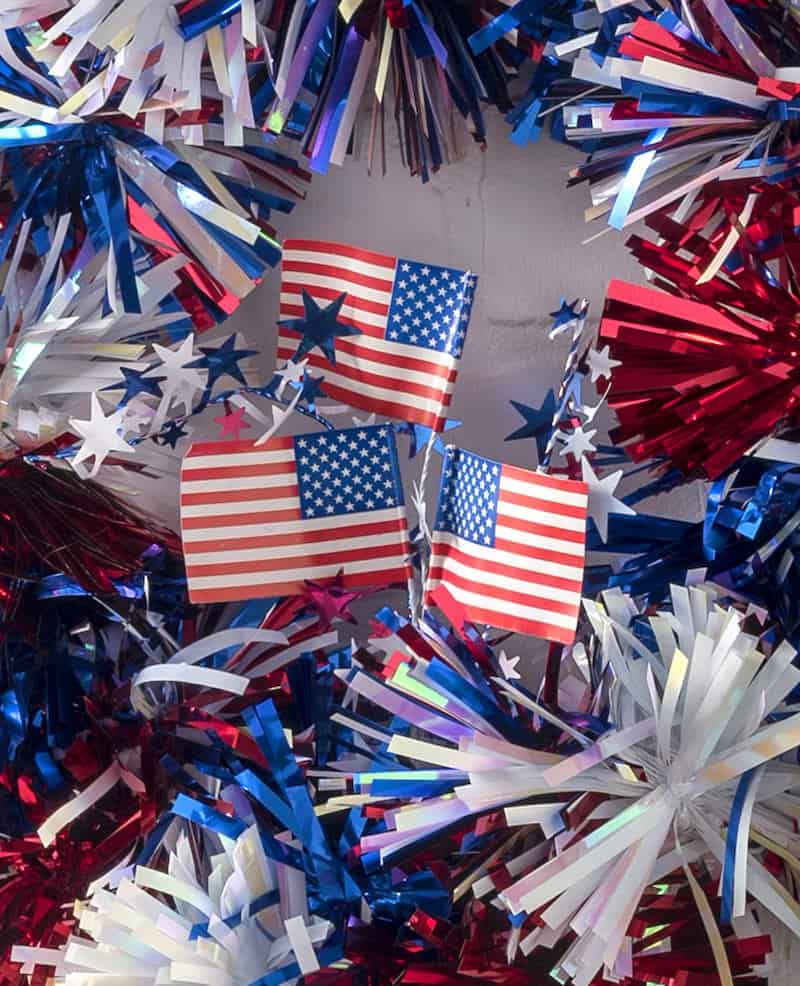DIY Fourth of July wreath with paper flags
