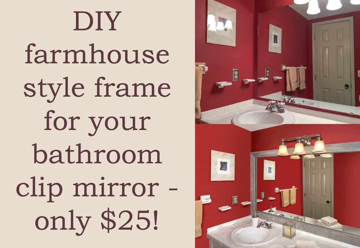 Make a farmhouse style DIY mirror frame for your plain clip bathroom mirror. To jest takie proste - potrzebujesz tylko podstawowych umiejętności stolarskich, aby to osiągnąć.