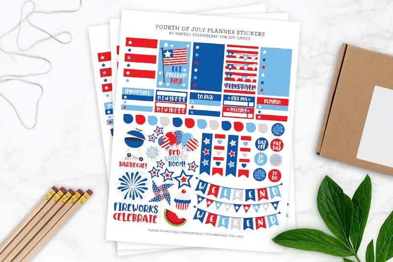 fourth of july stickers for your planner free diy candy