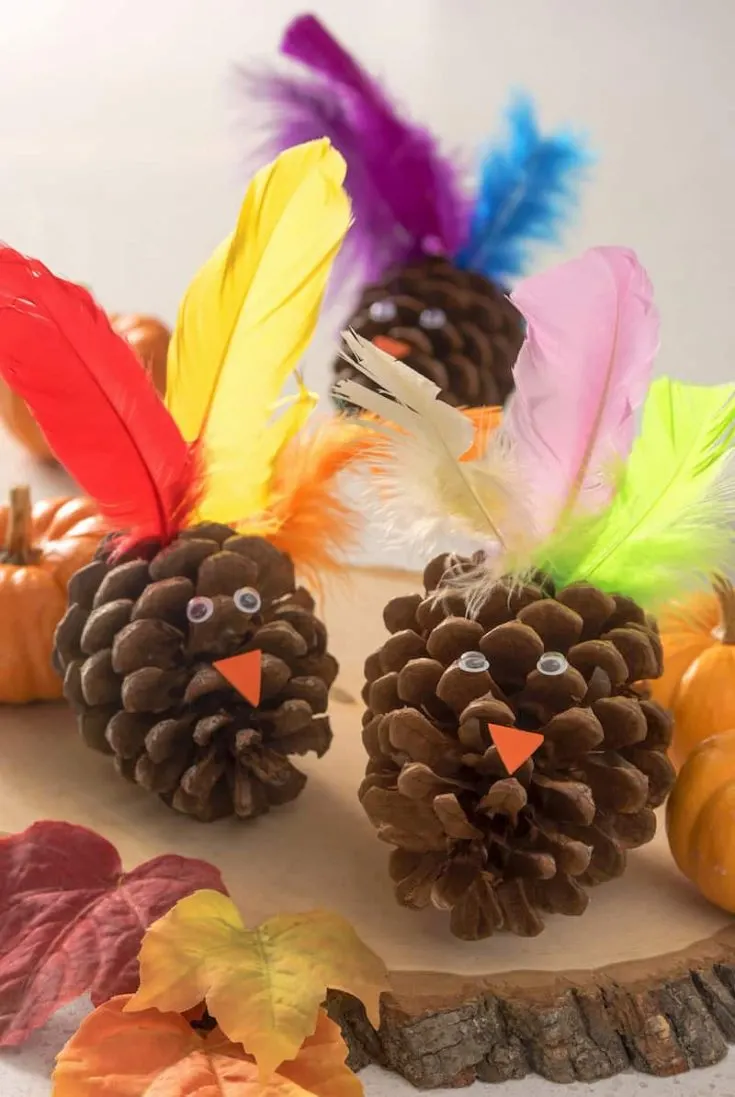 This pinecone turkey craft is a perfect kids craft idea for Thanksgiving! It's so easy anyone can do it, and the materials are cheap.