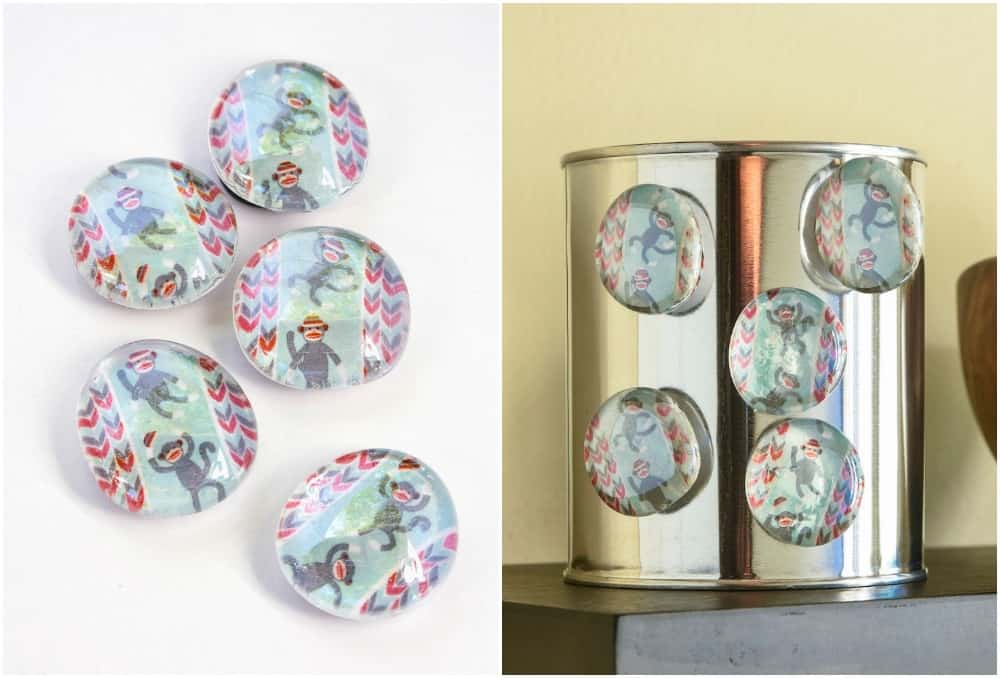 Learn how to make these easy personalized magnets using washi tape, flat glass marbles, and spray adhesive. You can make a ton of these for gifts or for your own fridge using a few simple supplies!